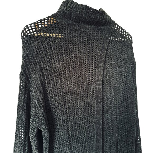 Elie Tahari Open Back Knit Fishnet Mock Neck Sweater Black Lagenlook Whimsigoth - Picture 16 of 16